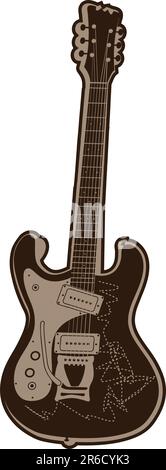 chitarra musicale per la tua etichetta Illustrazione Vettoriale
