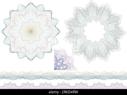 Confini e elenenti classici della guilloche per diploma o certificato / vettore Illustrazione Vettoriale