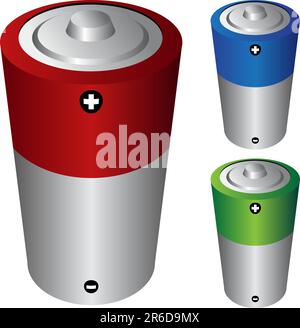 Serie di immagini 3D di una C batteria. Illustrazione Vettoriale