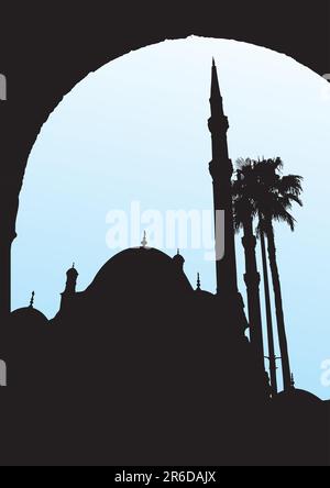 Moschea di Muhammad Ali al Cairo, Egitto - Vector Illustrazione Vettoriale