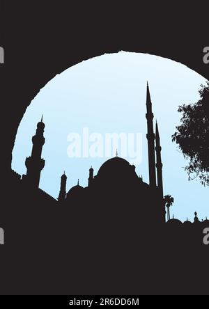 Moschea di Muhammad Ali al Cairo, Egitto - Vector Illustrazione Vettoriale