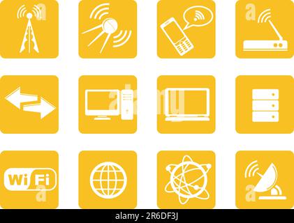 Icone della tecnologia wireless - dodici icone del computer Illustrazione Vettoriale