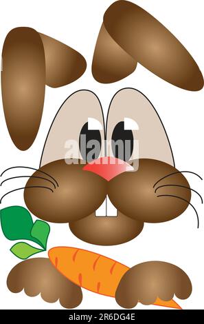 simpatica illustrazione del coniglietto che tiene una carota tra la zampa Illustrazione Vettoriale