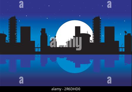 Città e notte Illustrazione Vettoriale