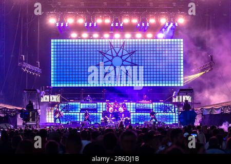 Hradec Kralove, Repubblica Ceca. 08th giugno, 2023. La band americana di heavy metal Slipknot si esibisce al festival Rock for People di Hradec Kralove, Repubblica Ceca, 8 giugno 2023. Credit: David Tanecek/CTK Photo/Alamy Live News Foto Stock