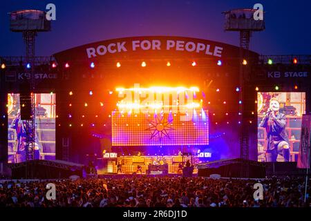 Hradec Kralove, Repubblica Ceca. 08th giugno, 2023. La band americana di heavy metal Slipknot si esibisce al festival Rock for People di Hradec Kralove, Repubblica Ceca, 8 giugno 2023. Credit: David Tanecek/CTK Photo/Alamy Live News Foto Stock