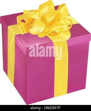 Confezione regalo viola con illustrazione vettoriale del nastro dorato Illustrazione Vettoriale