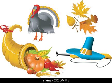 Set di icone simboli del Ringraziamento - quattro elementi Illustrazione Vettoriale