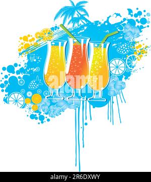 Design a tema moda estate con drink. Illustrazione Vettoriale