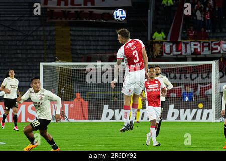 Bogota, Colombia. 08th giugno, 2023. Jose Aja di Santa Fe durante il peruviano Universitario (0) V. Colombia Santa Fe (2) gruppo di fase match del CONMEBOL Libertadores, a Bogota, Colombia 9 giugno 2023. Photo by: Sebastian Barros/Long Visual Press Credit: Long Visual Press/Alamy Live News Foto Stock