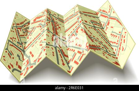 Vettoriale modificabile di piegatura illustrata mappa di alloggiamento in una generica città senza nome Illustrazione Vettoriale