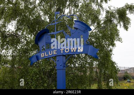 'Bluetown', Sheerness, città portuale sull'isola di Sheppey, isola al largo della costa settentrionale del Kent, Inghilterra, vicino all'estuario del Tamigi, Inghilterra, Regno Unito Foto Stock