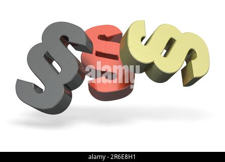 Isolato paragrafo segni nero rosso oro Foto Stock