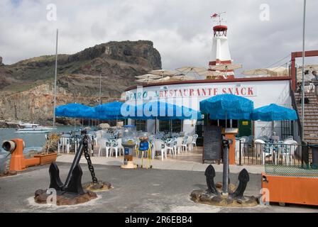 Ristorante 'El Faro', Puerto de Mogan, Gran Canaria, Isole Canarie, Spagna, Piccola Venezia, Faro, Terrace Cafe, Europa Foto Stock