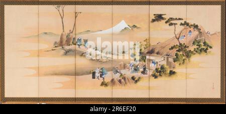 Country Scenes e Monte Fuji; uno di un paio con F1902,49. Origine: Giappone. Periodo: Periodo Edo. Inchiostro, colore e oro su carta. Data: CA. 1830-1832. Museo: Freer Gallery of Art e Arthur M. Sackler Gallery. Foto Stock