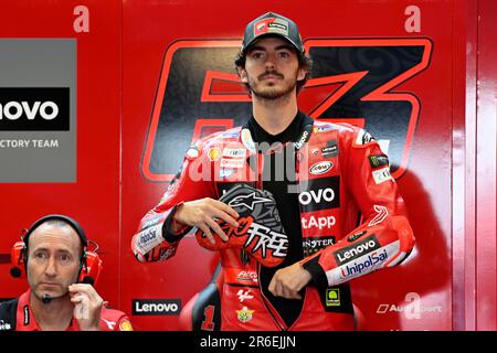 Mugello, Italia. 09th giugno, 2023. Francesco Bagnaia del Ducati Lenovo Team durante le prove libere MotoGP Grand Prix d'Italia, MotoGP World Championship in Mugello, 09 2023 giugno Credit: Independent Photo Agency/Alamy Live News Foto Stock