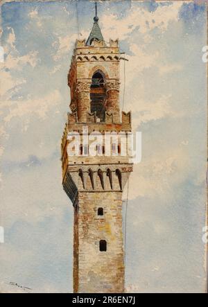 Torre di Palazzo Vecchio, Firenze, Italia. acquerello. Data: 1880. Museo: Smithsonian American Art Museum. Foto Stock