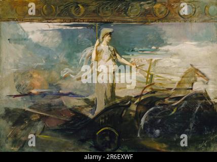 Minerva in un Chariot. olio su tela. Data: CA. 1894. Museo: Smithsonian American Art Museum. Foto Stock