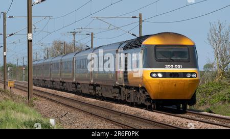 43184/43239, 1V68 da Edimburgo a Birmingham New Street. Lookout, Alnmouth, Northumberland, Regno Unito. 20 maggio 2023. Fotografia di Richard Holmes. Foto Stock