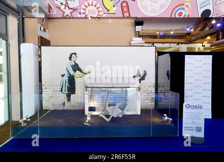 Una veduta dell'opera pop-up di Banksy, San Valentino Mascara, dopo la sua installazione a Dreamland Margate, in vista della sua apertura al pubblico di domenica 11th giugno. Data immagine: Venerdì 9 giugno 2023. Foto Stock