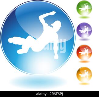 Breakdancer icona di cristallo isolate su uno sfondo bianco. Illustrazione Vettoriale