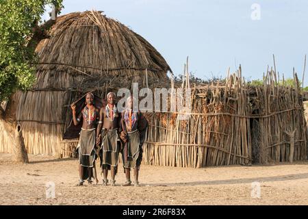 Membri della tribù Arbore fotografati nella valle di Omo, Etiopia, Foto Stock