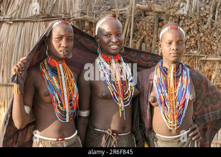 Membri della tribù Arbore fotografati nella valle di Omo, Etiopia, Foto Stock