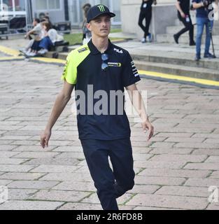 Luca Marini alla festa speciale motogp all'Arco della pace di Milano, Lombardia, Italia. Foto Stock