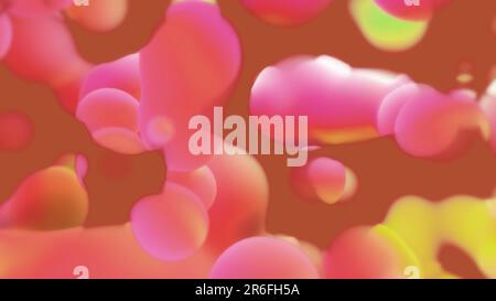 Forme di cera densa arancione e rosa dal pianeta alieno - rendering 3D astratto Foto Stock