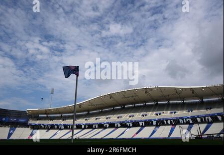 Istanbul, Turchia. 09th giugno, 2023. Calcio: Champions League, prima della finale Manchester City - Inter Milan, Stadio Atatürk Olimpiyat. Vista all'interno dello stadio. Credit: Robert Michael/dpa/Alamy Live News Foto Stock