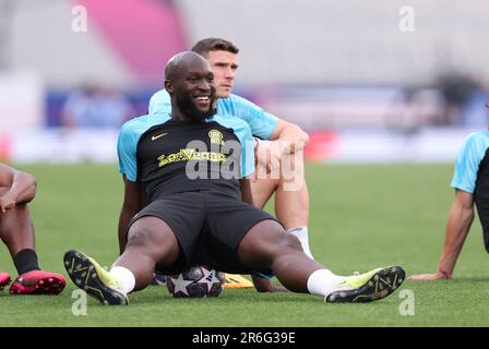 Romelu Lukaku del FC Internazionale durante una sessione di allenamento allo Stadio Olimpico Ataturk di Istanbul. Data foto: 9th giugno 2023. Il credito dell'immagine dovrebbe essere: Paul Terry/Sportimage Credit: Sportimage Ltd/Alamy Live News Foto Stock