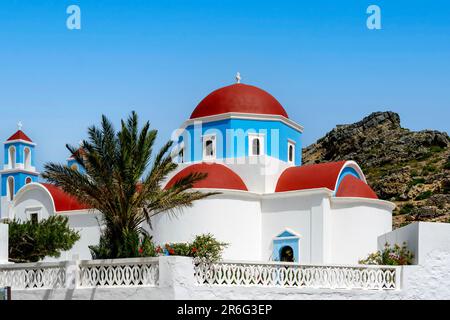 Griechenland, Dodecanes, Insel Kasos (Kassos), Kirche Agia Triada in der alten, 1912 aufgrund eines Erdbebens aufgegebenen Inselhauptstadt Foto Stock