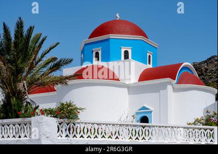 Griechenland, Dodecanes, Insel Kasos (Kassos), Kirche Agia Triada in der alten, 1912 aufgrund eines Erdbebens aufgegebenen Inselhauptstadt Foto Stock