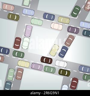 Modificabile illustrazione vettoriale del traffico delle auto Illustrazione Vettoriale