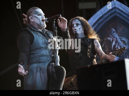 Sölvesborg 20230609 la band tedesca Powerwolf suona al Sweden Rock Festival 2023. Foto: Fredrik Sandberg/TT/kod €10080 Credit: TT News Agency/Alamy Live News Foto Stock