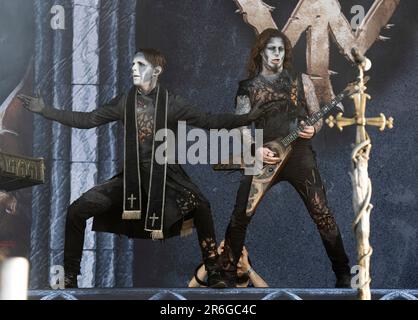 Sölvesborg 20230609 la band tedesca Powerwolf suona al Sweden Rock Festival 2023. Foto: Gatter / TT / kod 10080 Foto Stock