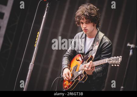 L'inalatore irlandese indie upstarts supporta Sam Fender a St. James' Park a Newcastle upon Tyne, Regno Unito. 9th giugno, 2023. Credit: Thomas Jackson/Alamy Live News Foto Stock