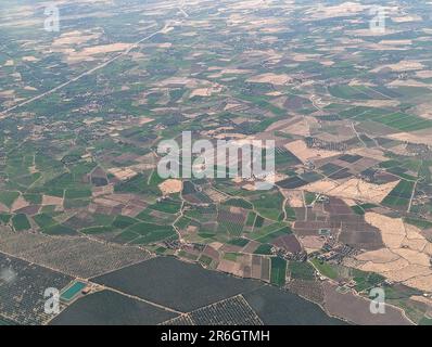 Vista aerea della campagna marocchina vista da un aereo Foto Stock