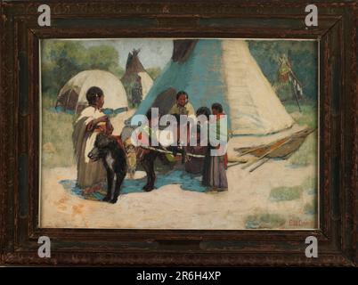 Dog Travois/Blackfoot Camp. Acquerello su carta. Museo: Smithsonian American Art Museum. Foto Stock