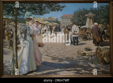 Janis Valters (Johann Walter) (1869-1932). Artista tedesco Baltico. Il mercato di Jelgava, 1897. Olio su tela (154 x 230 cm). Museo Nazionale d'Arte Latviana riga. Lettonia. Foto Stock