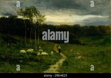Donna che cammina lungo il sentiero. Data: 1882. olio su tela. Museo: Smithsonian American Art Museum. Foto Stock