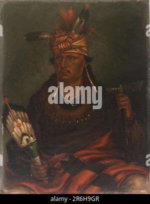 Chetan-woa-kutoa-mang (The Hawk Who Hunts Walking). Data: CA. 1887. Olio su cartone. Museo: Smithsonian American Art Museum. Foto Stock