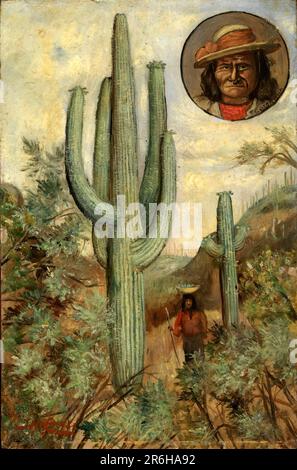 Paesaggio di Cactus con Ritratto di Geronimo. Olio su cartone. Data: 1886-1909. Museo: Smithsonian American Art Museum. Foto Stock