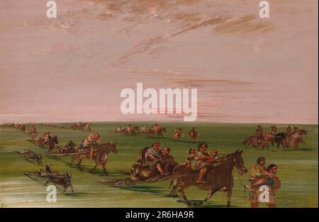 Banda di Sioux Moving Camp. olio su tela. Data: 1837-1839. Museo: Smithsonian American Art Museum. Foto Stock