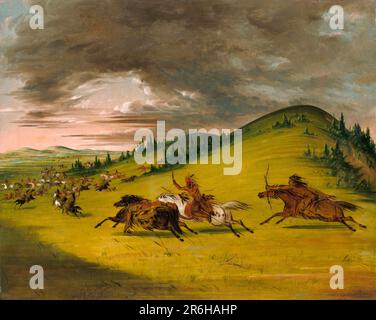 Battaglia tra Sioux e SAC e Fox. olio su tela. Data: 1846-1848. Museo: Smithsonian American Art Museum. Foto Stock