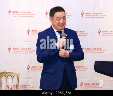 Yorba Linda, California, Stati Uniti. 5th giugno, 2023. Joey Zhou, ospite della TV, parla all'International China Concern (ICC) e alla American Friends of ICC 'Stand for Children' 30th Anniversary Celebration Press Conference alla Richard Nixon Presidential Library and Museum di Yorba Linda, California. Credito: Sheri Determan Foto Stock