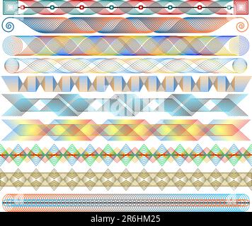 Set di colorate vettoriale modificabile strisce realizzate utilizzando miscele non espansa Illustrazione Vettoriale