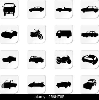 Silhouettes of cars, motorcycles and buses Stock Vector