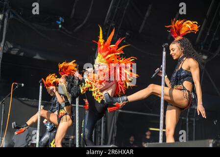 Uncle Funks disco Inferno suona al Cambridge Club Festival 2023 Childerley, Cambridgeshire, UK. 9th giugno, 2023. Credit: Gary Stafford/Alamy Live News Foto Stock