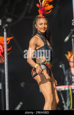 Uncle Funks disco Inferno suona al Cambridge Club Festival 2023 Childerley, Cambridgeshire, UK. 9th giugno, 2023. Credit: Gary Stafford/Alamy Live News Foto Stock